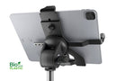 K&M 19744 Tablet PC Stand Holder Biobased, Black, Height 158-280 mm, Also Suitable for Tablets in Cases or Protective Covers, Freely Rotates 90°, Bio-Based Plastic