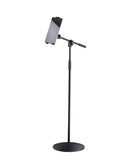 K&M 19789 Tablet PC Stand with Boom Arm Biobased, Black, 2-Piece Folding Design, Clutch, Height 155-307 mm, Max Load 1 kg, Also Suitable for Tablets in Cases or Protective Covers
