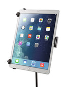 K&M 19790 Tablet PC Stand Holder, Black, Height 128-232 mm, To Be Screwed on to 3/8" Threaded Bolts, Freely Rotates 90°, Plastic