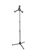 K&M 19793 Tablet PC Stand, Black, 3-Piece Folding Design, Non-Scratching Locking Screws, Height 128-232 mm, Max Load 1 kg, Freely Rotates 90°, Plastic, Steel