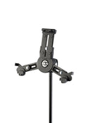 K&M 19795 Tablet PC Stand Holder, Black, Height 102-189 mm, To Be Screwed on to 3/8" Threaded Bolts, Freely Rotates 90°, Plastic