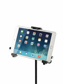 K&M 19795 Tablet PC Stand Holder, Black, Height 102-189 mm, To Be Screwed on to 3/8" Threaded Bolts, Freely Rotates 90°, Plastic