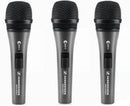 SENNHEISER 3-PACK e835-S Handheld microphone set with (3) e 835-S (cardioid, dynamic), (3) MZQ 800 clips and (3) carrying pouches (3