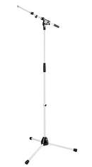 K&M 210/9 Microphone Stand, White, 2-Piece Folding Design, Clutch, Height 900-1,605 mm, Stable and Sturdy, Zinc Die-Cast Base, Steel