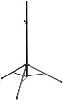 K&M 21420 Speaker/Monitor Stand, Black, 2-Piece Folding Design, Clamping Element with Locking Screw, Height 1,265-2,105 mm, Lightweight Stand, Aluminum