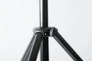 K&M 21435 Speaker Stand, Black, 2-Piece Folding Design, Locking Screw with Push-Button System, Height 1,440-2,230 mm, Patented Gradual Height Adjustment System, Integrated Shock Absorber, Steel