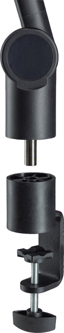 K&M 23868 Microphone Desk Arm, Black, Length 430-805 mm, Max Load 1 kg, Integrated Cable Routing Possible, Table Flange Included in Delivery, Aluminum