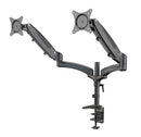 K&M 23875 Dual Monitor Mount, Black, Pneumatic Spring, Max Load 8 kg, Continuously Hight Adjustment of 200 + 350 mm, Internal Cable Routing Possible, Aluminum