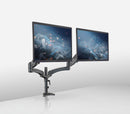 K&M 23875 Dual Monitor Mount, Black, Pneumatic Spring, Max Load 8 kg, Continuously Hight Adjustment of 200 + 350 mm, Internal Cable Routing Possible, Aluminum