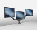 K&M 23878 Triple Monitor Mount, Black, Pneumatic Spring, Max Load 8 kg, Continuously Hight Adjustment of 160 + 350 mm, Internal Cable Routing Possible, Aluminum