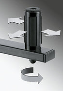 K&M 24110 Speaker Wall Mount, Black, Max Load 50 kg, Patented Straddling Bearing-Anchors, Guarantee Effective Clamping of Speaker in Any Position, Steel