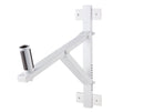 K&M 24110 Speaker Wall Mount, White, Max Load 50 kg, Patented Straddling Bearing-Anchors, Guarantee Effective Clamping of Speaker in Any Position, Steel