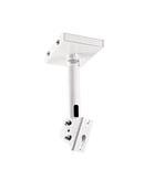 K&M 24496 Speaker Ceiling Mount, White, Max Load 25 kg, Easy Mounting by Convenient Hooking in and Screw Locking, Internal Cable Management, Steel
