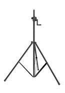 K&M 24615 Lighting/Speaker Stand, Black, 2-Piece Folding Design, Hand Crank with Push-Button System and Locking Screw, Height 1,755-3,000 mm, Steel Extension Tube, Aluminum