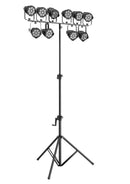 K&M 24730 Wind-Up Stand 3000, Black, 3-Piece Folding Design, Hand Crank with Push-Button System and Locking Screw, Height 1,405-3,000 mm, Steel Extension Tubes, Aluminum