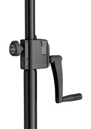 K&M 24730 Wind-Up Stand 3000, Black, 3-Piece Folding Design, Hand Crank with Push-Button System and Locking Screw, Height 1,405-3,000 mm, Steel Extension Tubes, Aluminum