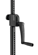 K&M 24730 Wind-Up Stand 3000, Black, 3-Piece Folding Design, Hand Crank with Push-Button System and Locking Screw, Height 1,405-3,000 mm, Steel Extension Tubes, Aluminum