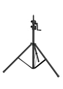 K&M 24730 Wind-Up Stand 3000, Black, 3-Piece Folding Design, Hand Crank with Push-Button System and Locking Screw, Height 1,405-3,000 mm, Steel Extension Tubes, Aluminum