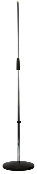 K&M 260/1 Microphone Stand, Chrome, 2-Piece Folding Design, Clutch, Height 870-1,575 mm, Anti-Vibration Rubber Insert for Noise Filtration, Steel