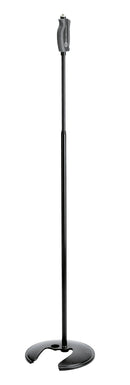 K&M 26075 Stackable One-Hand Microphone Stand, Black, 2-Piece Folding Design, Soft-Touch One-Hand Clutch, Height 1,060-1,790 mm, Cast-Iron Base, Rod Combination Made from Aluminum