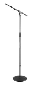 K&M 26145 Microphone Stand Heavy Duty w/Adjust Boom, Black, 2-Piece Folding Design, Clutch, Height 1,000-1,700 mm, Slim Clutch, Tall Tubing Combination, Steel