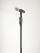 K&M 26250 One-Hand Microphone Stand Performance, Black, 2-Piece Folding Design, One-Hand Clutch, Height 1,055-1,750 mm, Silent and Smooth Height Adjustment