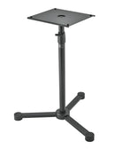 K&M 26722 Monitor Stand, Black, 2-Piece Folding Design, Locking Screw and Safety Hook, Height 677-1,132 mm, Internal Cable Routing Possible, Support Plate with Rubber Bumps, Steel