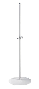 K&M 26735 Speaker Stand, Pure White, 2-Piece Folding Design, Spring-Loaded Bolt and Locking Screw, Height 1,100-1,810 mm, Speaker Will Be Fixed with Flange Adapter, Mounting Aid Included, Steel