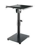 K&M 26776 Tiltable Desktop Monitor Stand, Black, Locking Screw and Safety Hook, Height 350-450 mm, Max Load 25 kg, Steel