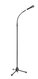 K&M 27500 XLR Microphone Stand with Gooseneck, Black, Height 1,520 mm, Stand with Wired XLR Connections and Additional Gooseneck, Angle Plug 3-Pin XLR Connector, Steel