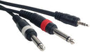 Accu-Cable MP4-15, 15 Ft 1/8 Inch to Dual 1/4 Inch Cable