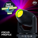 ADJ Focus Profile, 400 Watt LED Engine, 20,000 Lumens, Framing Shutters, CMY Color Mixing, Variable CTO, Color Wheel, Iris, Animation Wheel, Two Gobo Wheels, 3 Facet Rotating Prism, 6 Facet Linear Rotating Prism, Motorized Zoom 7-45 Degree