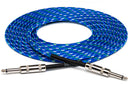 HOSA - Cloth Guitar Cable, Hosa Straight to Same, 18 ft, Blue/Green/White