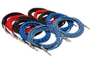 HOSA - Cloth Guitar Cable, Hosa Straight to Same, 18 ft, Assorted Colors, 10 pc