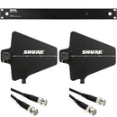 Shure UA844+SWB/LC, Five-way active antenna splitter and power distribution system for QLXD-D, ULX, ULXD-D, Slx, and BLX (BLX4R only) receivers. Excludes antenna cables and locking power cables (470-952 MHz)