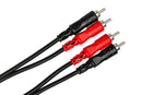 HOSA - Stereo Interconnect, Dual RCA to Dual Right-angle RCA with Ground Wire, 2 m