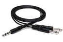 HOSA - Y Cable, 1/4 in TS to Dual 1/4 in TS, 3 ft