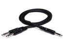 HOSA - Y Cable, 1/4 in TRS to Dual 1/4 in TRS, 3 ft