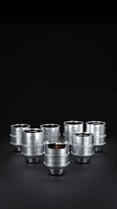 DZOFILM Vespid Retro 7-lens Kit (16, 25, 35, 50, 75, 100,125mm) with hard case (PL mount with EF bayonet, Silver), Full-Frame Vintage-Look Cine Prime Kit, PL Mount, Manual Focus and Iris