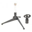 On-Stage DS7425, Tripod Desktop Mic Stand, Height Adjustment 4.3"-6.7", 7.5" Base Spread, Black and Chrome, Includes Mic Clip
