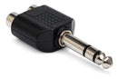 HOSA - Adapter, Dual RCA to 1/4 in TRS