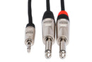 HOSA PRO - Pro Stereo Breakout, REAN 3.5 mm TRS to Dual 1/4 in TS, 10 ft