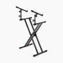 On-Stage KS7292, Double-X ERGO-LOK Keyboard Stand with Second Tier, 320 lbs. Weight Capacity, 12" - 32" Base Spread, Black