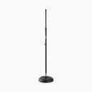 On-Stage MS7201QTR, Quarter-Turn Round-Base Mic Stand, Height 34"-60", Black