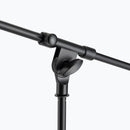 On-Stage MS9701B, Production-Grade Mic Stand with Tripod Base and Boom Arm, Height 36"-64", 33" Boom, 24" Base Spread, Steel and Zinc Construction, 5/8"-27" Threading, Black
