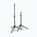 On-Stage SSP7000, Mini Speaker Stand Pack, Height Adjustment 27"-48", 60 lbs Each Weight Capacity, 12"-22" Base Spread, Aluminum Construction, Includes 2 Speaker Stands and a Backpack Style Carry Bag