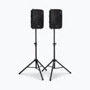 On-Stage SSP7750, Compact Speaker Stand Pack, Height Adjustment 37" - 60", 60 lbs Weight Capacity, Aluminum Construction, Black, Includes 2 Stands and Carry Bag