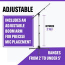 On-Stage MS500, Travel Mic Stand, Height Adjustment 22"- 57", 19.5" - 35" Boom, Black, Includes Drawstring Bag