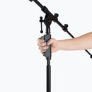 On-Stage MS7550, One-Handed Boom Mic Stand with Tripod Base, Height Adjustment 46.5"-72.8", 18.7"-33.1" Boom, 27.2" Base Spread, Steel Construction, 5/8"-27 Threading