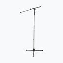 On-Stage MS7550, One-Handed Boom Mic Stand with Tripod Base, Height Adjustment 46.5"-72.8", 18.7"-33.1" Boom, 27.2" Base Spread, Steel Construction, 5/8"-27 Threading